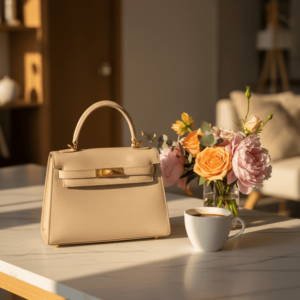 Designer handbag lifestyle product shot
