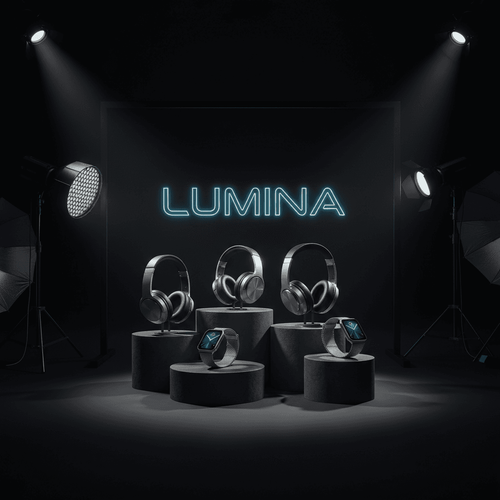 Studio product photography with dramatic selective lighting