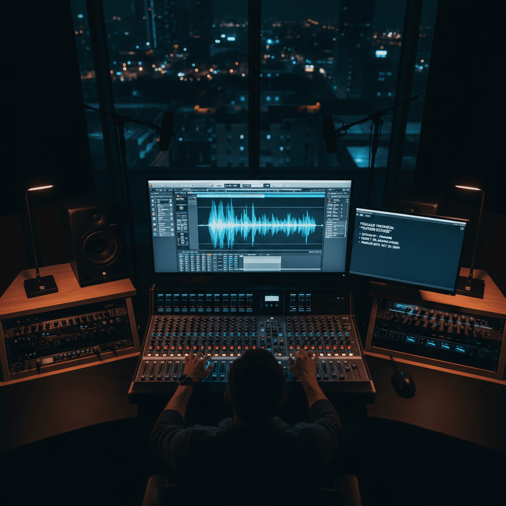 Audio mixing and editing workflow on professional production console