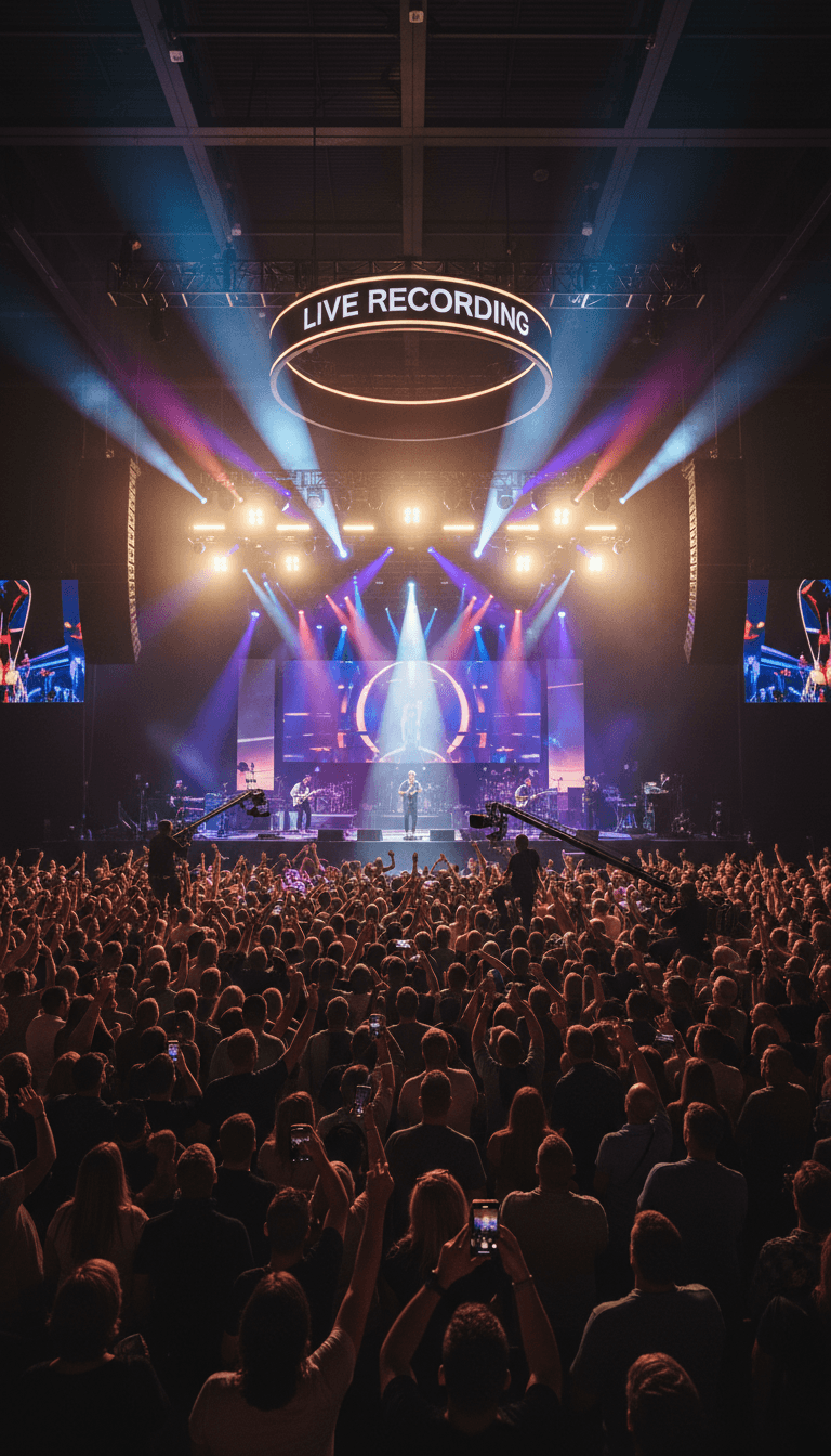 Professional event coverage setup with lighting and camera equipment