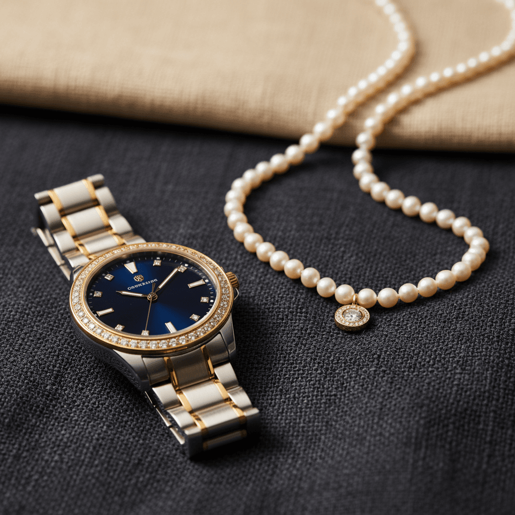 Product photography of luxury watch with detailed lighting